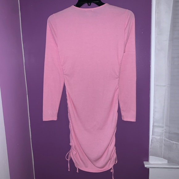 Pink Babe Embroidered Drawstring Ruched Dress - Picture 3 of 4